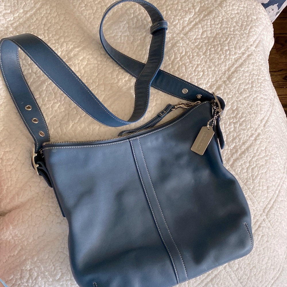 Convertible crossbody blue leather Coach bag